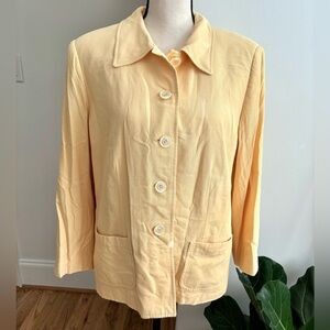 Lane Bryant women’s yellow linen button down quarter sleeve blazer size 16